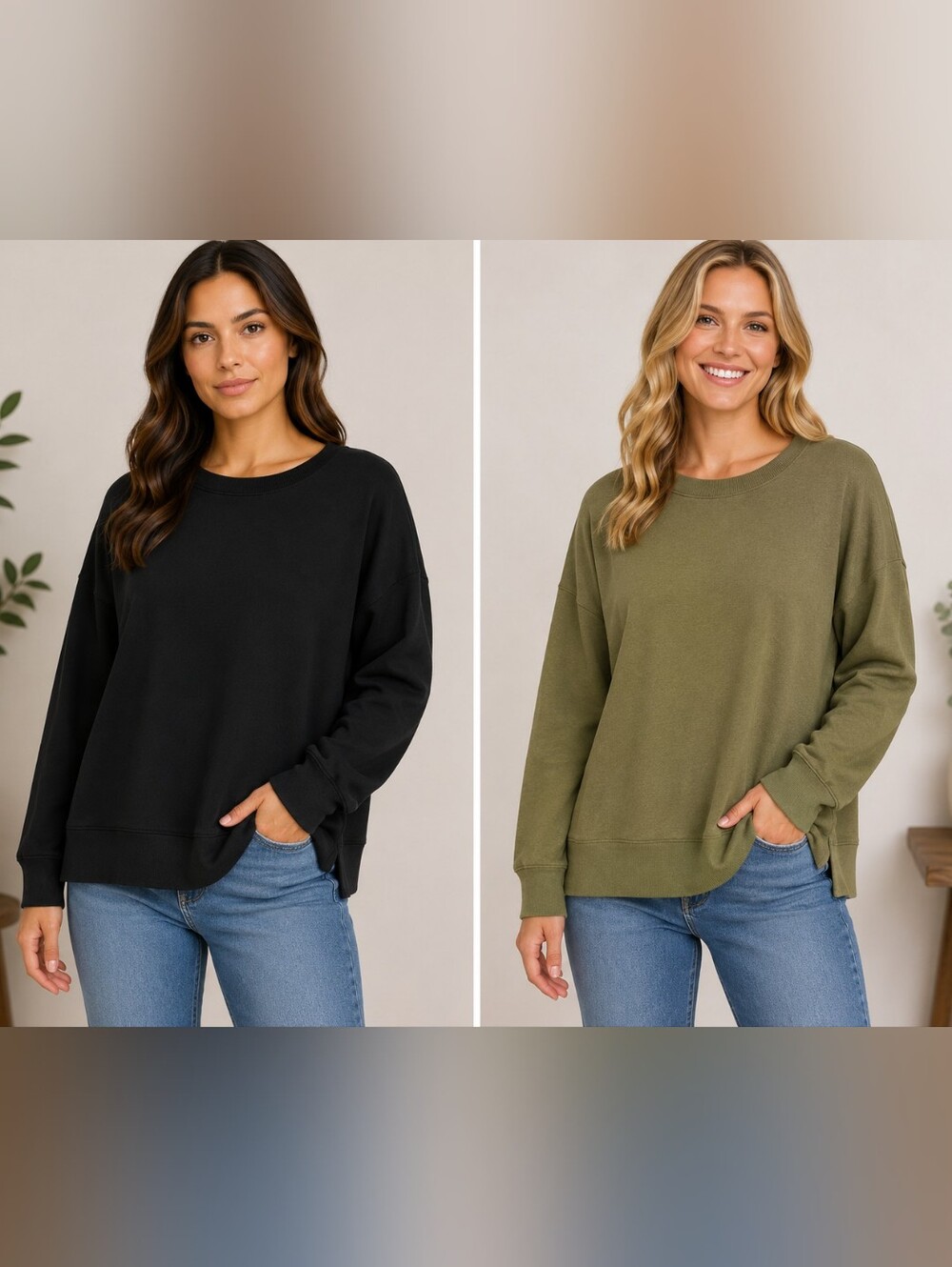 Time and Tru Sweaters 2-Pack XL Black & Olive Green